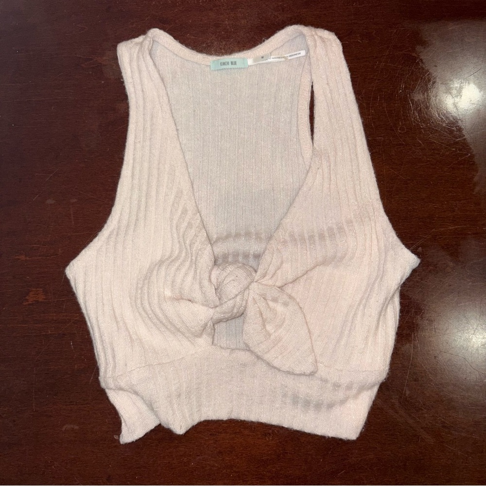 Kimchi Blue White Ribbed Tie Front Tank Top